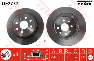 FREN DİSKİ ARKA VECTRA B 95>  DÜZ 270MM 4 BİJON resmi