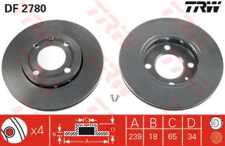 ÖN FREN AYNASI POLO 95-01 LUPO 98-05 AROSA 1.0İE.3İE-1.4İE-1.6İE-1.7SDI-1.9SDI AEE 239X18X4DLXHAVALI resmi
