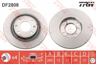ÖN FREN AYNASI C2 1.4 1.4 HDİ 03 C3 1.4 1.4HDI 02 PARTNER-BERLİNGO 1.4 1.9 D 2.0HDI 266X13X4DL resmi