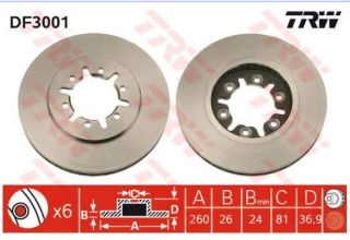 FREN DİSKİ ÖN URVAN 82>00 NAVARA D22 92>04 PATHFİNDER 97>04 PİCK-UP D22 SKYSTAR 02>05 HAVALI 260MM resmi