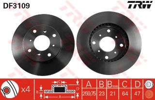 FREN DİSKİ ÖN ACCORD VI 98>03 PRELUDE 92> HAVALI 259,75MM resmi