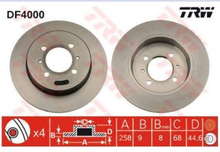 FREN DISKI ARKA DUZ (258-4) (NISSAN: ALMERA 95>00 ) resmi