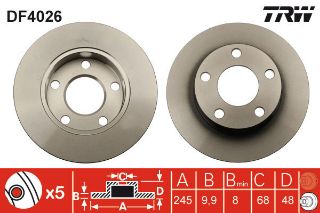 FREN DİSKİ ARKA PASSAT B5 96> / A4 DÜZ 245MM resmi