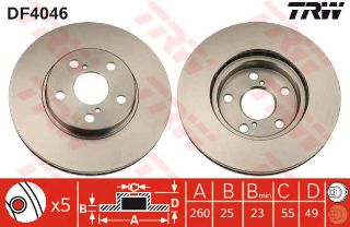 ÖN FREN AYNASI AVENSİS 1.6 VVTİ-1.8 VVTİ İE-2.0D-2.0TD 97-2.03 260X25X5DLXHAVALI resmi