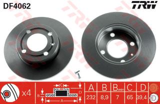 FREN DİSKİ ARKA POLO III 99> POLO CLASSIC 95> LUPO 98> / CORDOBA 93> AROSA 97> İBİZA II 93> İBİZA IV 01> DÜZ 232MM resmi