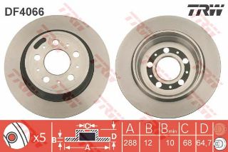 FREN DİSKİ ARKA S60 01>10 S70 01>05 S80 98>06 XC70 00>07 288×12×5DL resmi