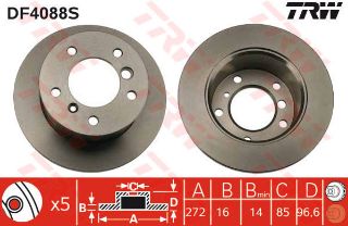 FREN DİSKİ ARKA LT28-35 96>06 LT35 96> LT28-46 96>06 / SPRINTER 95>06 DÜZ 272MM 5 BİJON resmi