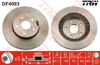 ÖN FREN AYNASI TOYOTA RAV 4 2.0 16V 94-00 301.5X18X5DLXHAVALI resmi