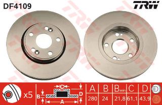 ÖN FREN AYNASI LGN I-SAFR II-SCENIC II-ESPACE III 1.8 16V-2.0-2.2-2.5 20V-2.5-3.0 280X24X5DLXHAVALI resmi