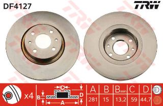 ÖN FREN AYNASI LYBRA 99-05 281X15X13.2XHAVALI resmi