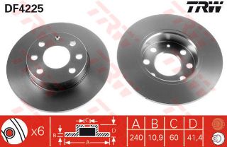ÖN FREN AYNASI CORSA C Z12XE 1.0-1.2-1.2 16V- TWINPORT 00 240X10.9X6DL resmi
