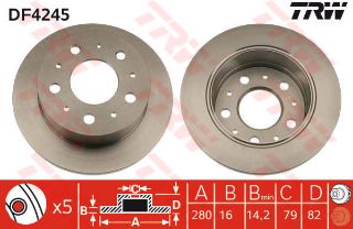 FREN DİSKİ ARKA BOXER II III 02> DUCATO II III 02> JUMPER II III 02> 280×16×5DL 1.8Q resmi