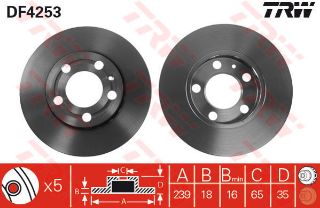 ÖN FREN AYNASI POLO 07 FABİA 00 FOX 03 1.2-1.4 16V-1.6 16V-1.9SDI 239X18X5DLXHAVALI resmi