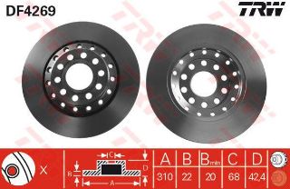 FREN DİSKİ ARKA AUDI-A8 D3 4E2-4E8 VOLKSWAGEN-PHAETON 3D1-3D2-3D3-3D4-3D6-3D7-3D8-3D9 resmi