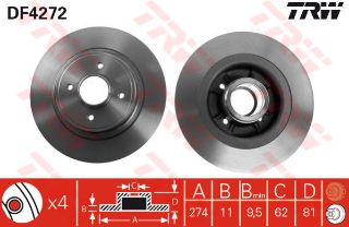 FREN DİSKİ ARKA MEGANE SCENİC 1.4 1.6 16V 1.9 DCI DTI 20 16V 97 8.03 274×11×4DL resmi