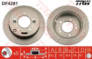FREN DİSKİ ARKA SONATA V 05> TUCSON 04> / MAGENTIS 06> SPORTAGE 04> DÜZ 262MM resmi