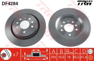 X ARKA FREN AYNASI VECTRA C GTS 4.02 SIGNUM 03 SAAB 9.3 02 292X199.9X7DLXHAVALI resmi
