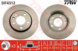 FREN DİSKİ ARKA TRANSPORTER T5 03> TRANSPORTER T6 15> 16 JANT HAVALI 294MM resmi