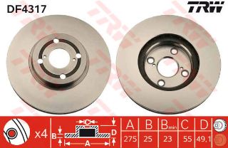 ÖN FREN AYNASI COROLLA 1.4 D-2.0 D E12 07/04 1.8 VVTL-İ TS 02 275X25X4DLXHAVALI resmi