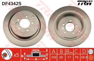 FREN DİSKİ ARKA RANGE ROVER SPORT 05>13 DISCOVERY IV 10> HAVALI 350MM resmi