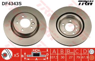 FREN DİSKİ ÖN DISCOVERY 04>09 4.4 4×4 RANGE ROVER SPORT 05>13 HAVALI 337MM resmi