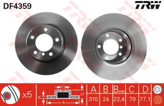 ÖN FREN AYNASI E60-E61 520D-523İ-525İ-525D 05 520İ 03-05 310X24X5DLXHAVALI resmi