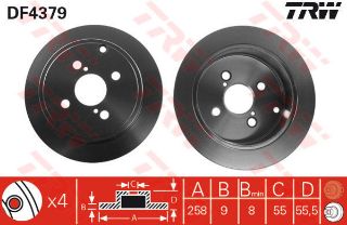 FREN DİSKİ ARKA COROLLA 1.4 VVTI 1.6 VVTI 1.8 VVTLI 02>1.8 VVTLI 05> 258×9X4DL resmi