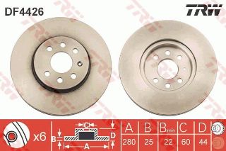 ÖN FREN AYNASI ASTRA H 1.4-1.6 04 MERİVA 1.6 03 COMBO 1.3 CDTİ 4.05 280X25X4DLXHAVALI resmi