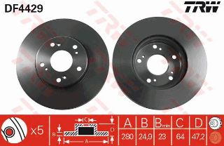ÖN FREN AYNASI HONDA ACCORD 2.0 03-08 280X25X5DLXHAVALI 986479625 resmi