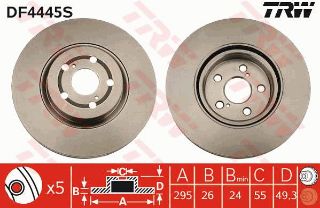 ÖN FREN AYNASI AVENSİS 2.4-2.0D-4D 03 COROLLA VERSO 1.8-2.0D-4D 04 295X26X5DLXHAVALI resmi