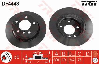 FREN DİSKİ ARKA BMW 1 E87 04>  DÜZ 280MM resmi