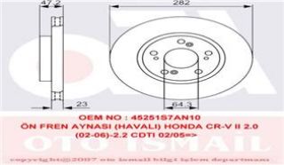 ÖN FREN AYNASI HONDA CR-V II 2.0 02-06 2.2CDTI 05-06 FR-V 1.7-1.8-2.0-2.2 05 282X23X5DLXHAVALI resmi