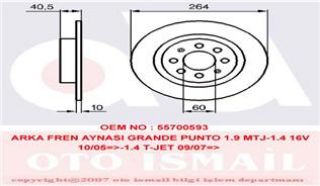 FREN DİSKİ ARKA PUNTO EVO 09> / CORSA E 14> ADAM 13> DÜZ 264MM resmi