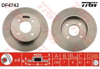 FREN DISKI ARKA DUZ (240-4)-(NISSAN: MICRA-K11 92>02 ) resmi
