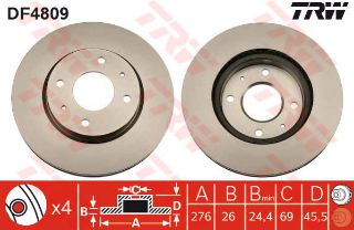 ÖN FREN AYNASI MİTSUBİSHİ LANCER SEDAN 1.3- LANCER KOMBİ 1.6-2.0 03 GALANT VI 2.0-2.5 V6 24V 00 resmi