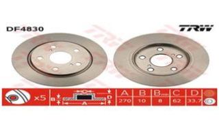 FREN DİSKİ ARKA COROLLA 07> AURIS 07> DİZEL DÜZ 270MM resmi