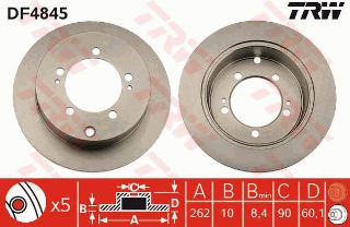 FREN DİSKİ ARKA SPACE RUNNER  99> ECLIPSE 00> OUTLANDER 03> / SEBRING 95> DÜZ 262MM resmi