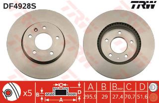 ÖN FREN AYNASI ANTARA 2.4-3.2 V6-2.0CDTI 06 CHEVROLET CAPTIVA 2.4-3.2-2.0D 06 296X29X5DLXHAVALI resmi
