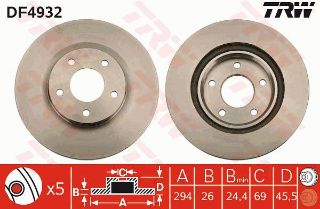 ÖN FREN AYNASI C4 AIR CROSS-4008 12 ASX 15 PATRİOT 08 COMPASS 06 SEBRING 07-10 294X26X24.4XHAVALI resmi