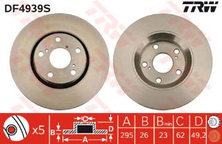 ÖN FREN AYNASI AURIS ZE15-RE15 2.0D-4D-2.2D-4D 03/07 AVENSİS 09 VERSO 09 295X26X5DLXHAVALI resmi