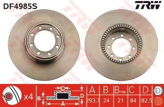 FREN DİSKİ ARKA DAILY 06> 29L 35C 3450 3950KG HAVALI 8 BİJON 294×24×128×88 resmi