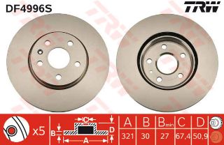 ÖN FREN AYNASI OPEL INSIGNIA 08 9-5 YS3G 10 17 JANT 321X30X5DLXHAVALI resmi