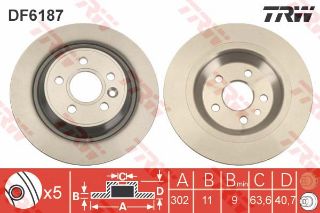 FREN DİSKİ ARKA S60 10> S80 06> V60 13> V70 06> XC70 06> DÜZ 302MM resmi
