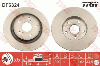 FREN DİSKİ ARKA AVENSİS 08> DÜZ 290MM resmi