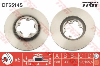 ÖN FREN AYNASI TOURNEO CUSTOM-TRANSİT CUSTOM 2.2 TDCİ 12 HAVALI 288MM/5D resmi