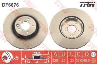 ÖN FREN AYNASI VOLVO S40 2004-2012 C70 II 2006-2013 V40 2012 V50 2004-2012 320X5-DL resmi