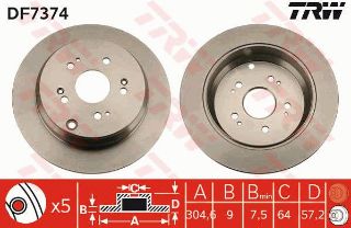 FREN DİSKİ ARKA CR-V II 2001-2006-CR-V III 2006 CR-V IV 2012 resmi
