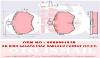 ÖN BALATA FİŞLİ KÜÇÜK TİP PASSAT-A4 97-04 GDB1366 resmi