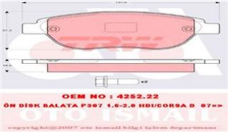 ÖN BALATA P207 02/06 P307 08/00 DOBLO 01 PART 04/03 BERLİNGO 10/00 C3 03/02 C4 11/04 XSARA 00 resmi