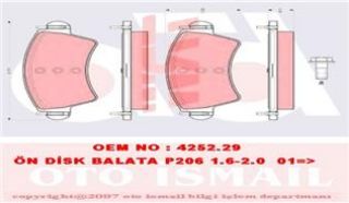 ÖN BALATA P206 1.6 16V GTI CC 00 306 94/01 XSARA 97/00 resmi